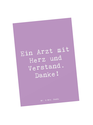 Mr. & Mrs. Panda Postkarte Spruch Arzt mit Herz mit Spruch in Lavendeltraum