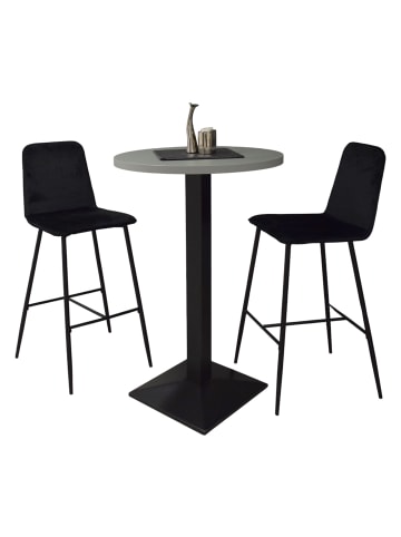 58 aufm Kessel TRESENTISCH rund Eleanore 70 cm schwarz matt/Pinie green matt lack