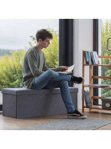 relaxdays Faltbare Sitzbank in Dunkelgrau - (B)114 x (H)38 x (T)38 cm