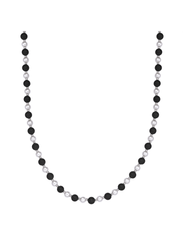 True Rebels Kette aus Edelstahl mit Onyx Muschelkernperle in schwarz