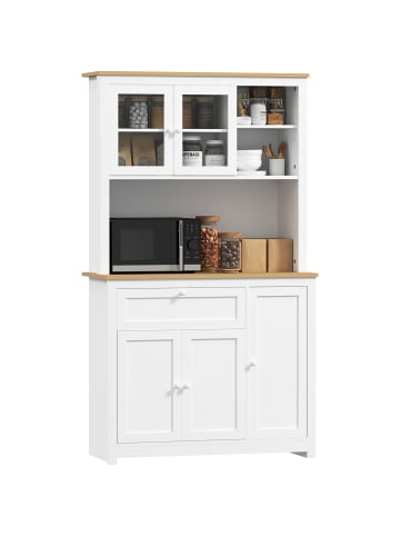 HOMCOM Küchenschrank-100L x 40B x 180H cm-Weiß