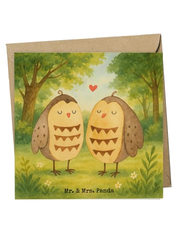 Mr. & Mrs. Panda Klappkarte Eulen Liebe Design ohne Spruch in Weiß