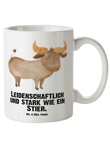 Mr. & Mrs. Panda Bürotasse Sternzeichen Stier mit Spruch in Weiß