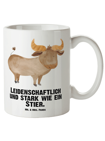 Mr. & Mrs. Panda XL Tasse Sternzeichen Stier mit Spruch in Weiß