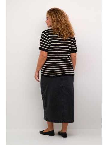 KAFFE curve Strickpullover KCisabel in Black/Antique white Stripe