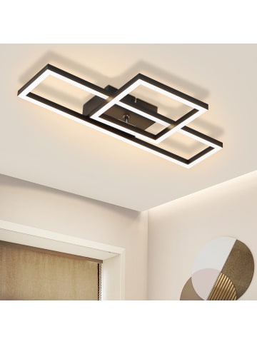 ZMH Deckenleuchte LED in schwarz 2-flammige eckig 20W 3000K warmweiß Flurlampe