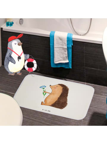 Mr. & Mrs. Panda Bad Fußmatte Igel Blumen ohne Spruch in Weiß