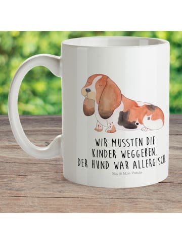 Mr. & Mrs. Panda Pott Hund Basset Hound mit Spruch in Weiß