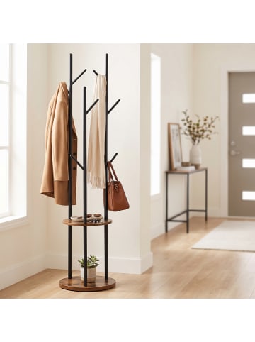 relaxdays Garderobenständer in Braun/ Schwarz - (H)175 x Ø 40 cm