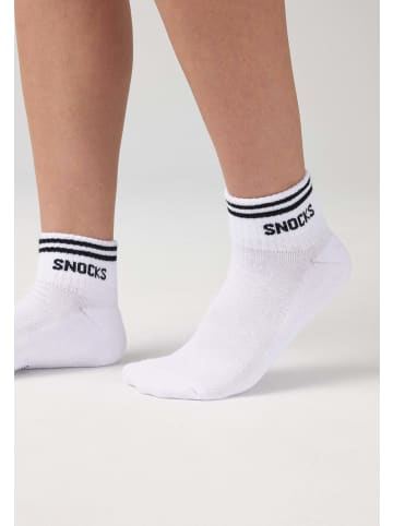 SNOCKS Retro Sneaker Socken aus Bio-Baumwolle Weiß (Streifen) 4 Paar