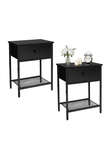relaxdays 2 x Nachttisch in Schwarz – (B)40 x (H)55 x (T)30 cm