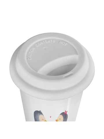 Mr. & Mrs. Panda To Go Becher Pinguin Pärchen mit Spruch in Weiß