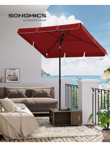 SONGMICS Sonnenschirm Sheld in Rot - (D)200 x (H)215 cm
