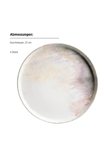 Mäser Speiseteller-Set, Steinzeug Aquarellia in Weiß, Lila