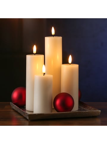 Deluxe Homeart LED Kerze Mia Echtwachs flackernd H: 10cm D: 5cm in creme
