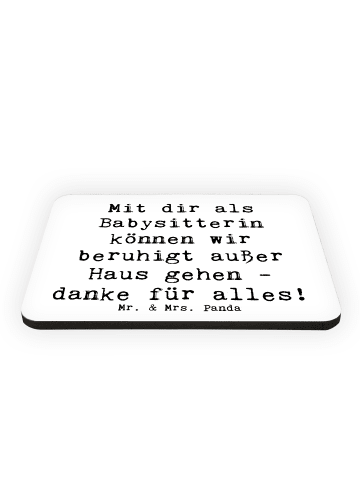 Mr. & Mrs. Panda Kühlschrankmagnet Spruch Babysitter Dank mit Sp... in Weiß