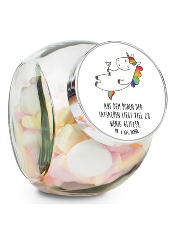 Mr. & Mrs. Panda glas für tee Einhorn Blümchentail mit Spruch in Weiß