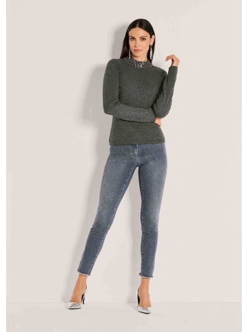 MADELEINE Eleganter Wollpullover mit Stehkragen in bleigrau / melange