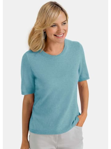GOLDNER Kaschmirpullover mit Rundhals Halbarmpullover mit Rundhals aus Kaschmir in aqua