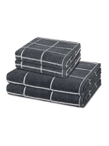 Ross 2 X Handtuch 2 X Duschtuch im Set Sensual Skin Karo in Anthrazit