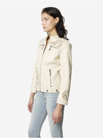 KOROSHI Bestickte kunstlederjacke fÃ¼r damen in weiß