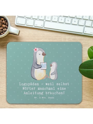 Mr. & Mrs. Panda Mauspad Logopädin Helden mit Spruch in Meeresbrise