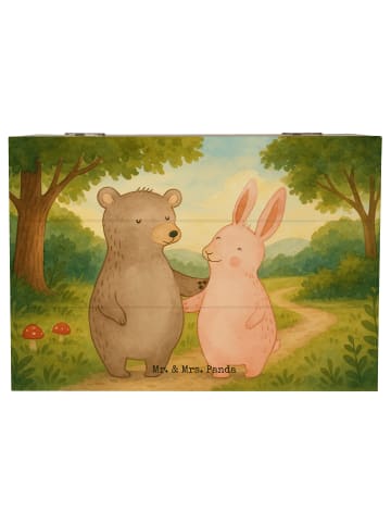 Mr. & Mrs. Panda Kiste Bär und Hase Umarmen Design ohne Spruch in Weiß