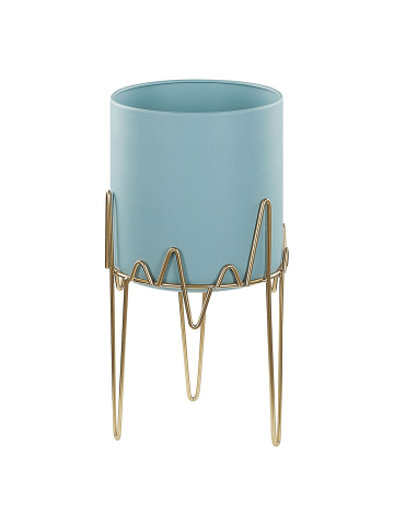 Beliani Outdoor Blumentopf KALANDRA in Blau/Gold - (W) 19 x (H) 39 x (L) 19 cm