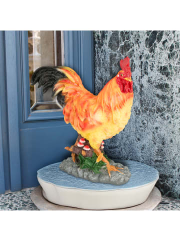 relaxdays Gartenfigur Hahn in Bunt - (B)30 x (H)34 x (T)11 cm