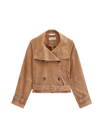 Marc O'Polo Leder-Trenchjacke relaxed in Sandpaper