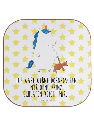 Mr. & Mrs. Panda Untersetzer für Gläser Einhorn Teddy mit Spruch in Weiß