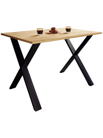 VCM  Premium Holz Esstisch Tisch Xona X Weiß in Schwarz / Honig-Eiche
