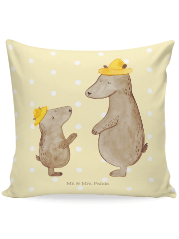 Mr. & Mrs. Panda Deko Kissen Bären mit Hut ohne Spruch in Gelb Pastell