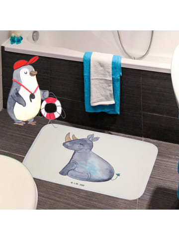 Mr. & Mrs. Panda Badezimmerteppich Einhorn Nashorn ohne Spruch in Weiß
