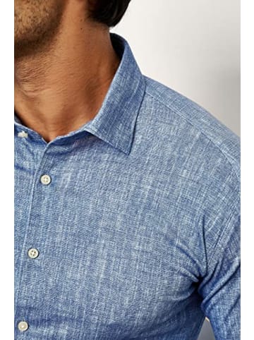 Wappen Langarm FreizeitHemd für Herren in hell-blau