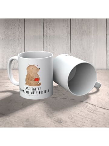 Mr. & Mrs. Panda Mehrwegbecher Bär Kaffee mit Spruch in Weiß