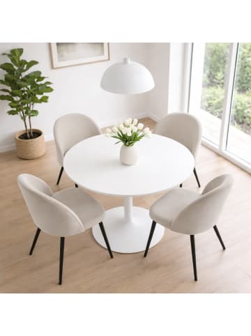 ebuy24 Essgruppe Carry (5-teilig) Weiß, beige 110 x 110 cm