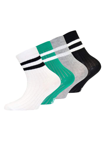 ewers 4er-Set Socken Rippe in weiss-grün-grau-schwarz