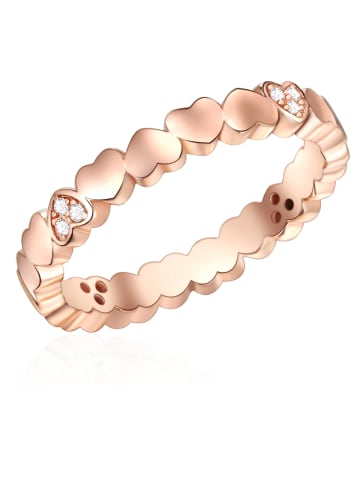 Lulu & Jane Ring Herz aus Sterling Silber mit Zirkonia in roségold