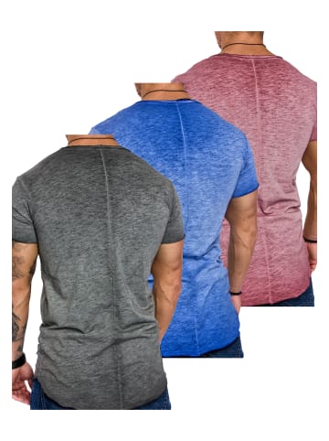 Amaci&Sons Herren 3er-Pack T-Shirts 3. NYC in (Bordeaux + Blau + Anthrazit)