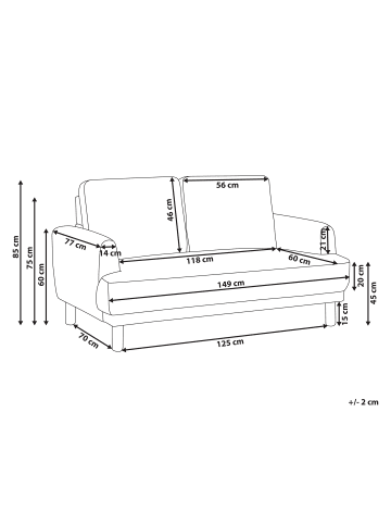 Beliani 2-Sitzer Sofa TUVE in Grün/Braun - (W) 149 x (H) 85 x (L) 90 cm