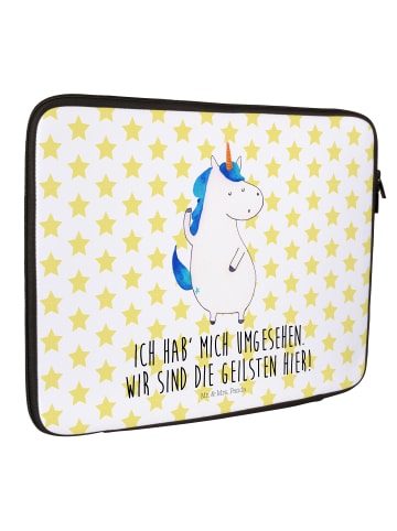 Mr. & Mrs. Panda Notebook Tasche Einhorn Mann mit Spruch in Weiß