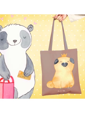 Mr. & Mrs. Panda Tragetasche Mops Krone ohne Spruch in Braun Pastell