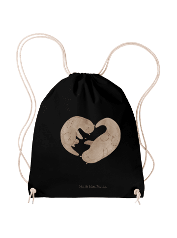 Mr. & Mrs. Panda Stofftasche Otter Herz ohne Spruch in Schwarz