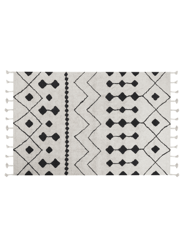 Beliani Kurzflor KHEMISSET in Weiß/Schwarz - (W) 140 x (H) 2 x (L) 200 cm