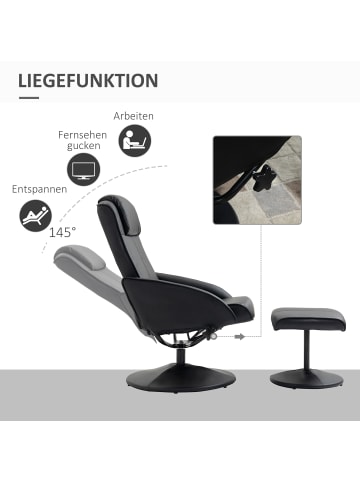 HOMCOM Relaxsessel mit Hocker-L78 × B67 × H98 cm-Schwarz