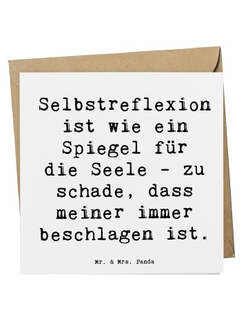 Mr. & Mrs. Panda Grußkarte Spruch Selbstreflexion Spiegel mit Sp... in Weiß