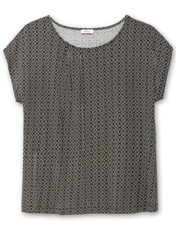 sheego Kurzarmshirt in schwarz-gemustert