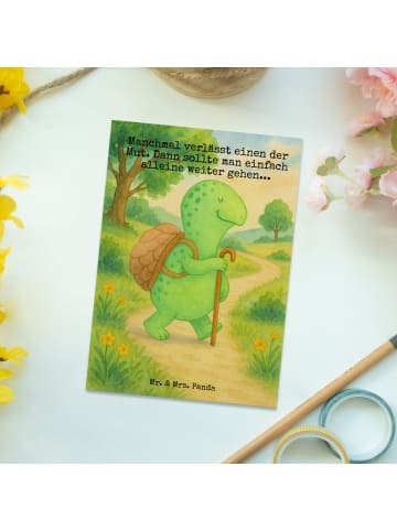 Mr. & Mrs. Panda Postkarte Schildkröte Wanderer Design mit Spruch in Weiß