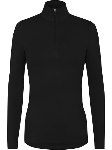 Normani Outdoor Sports Damen Merino Langarm mit 1/4 Zipper Launceston in Schwarz